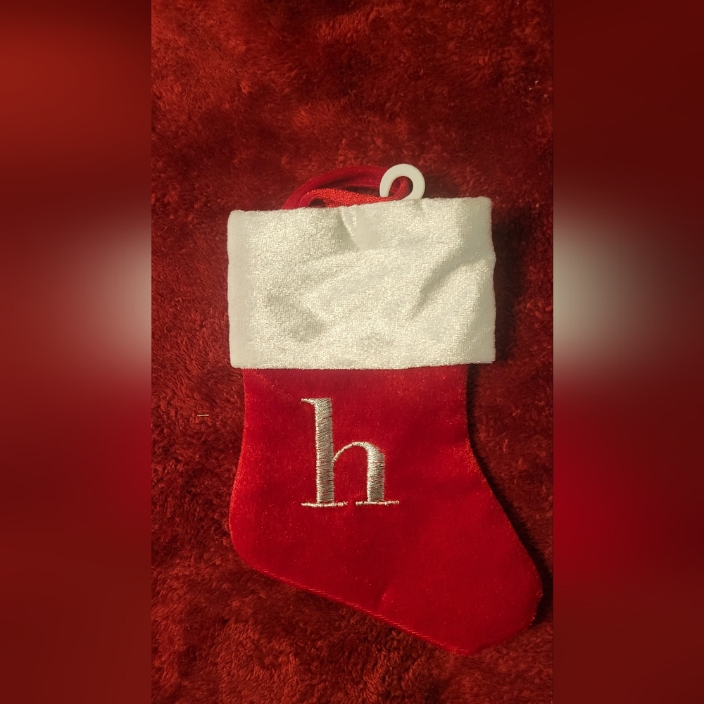Merry Brite Mini Christmas, Holiday Monogram "h" Stocking, New with Tags
